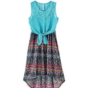 Beautees Girls Tie Front Dress With Crochet Neck Size 12 NWT